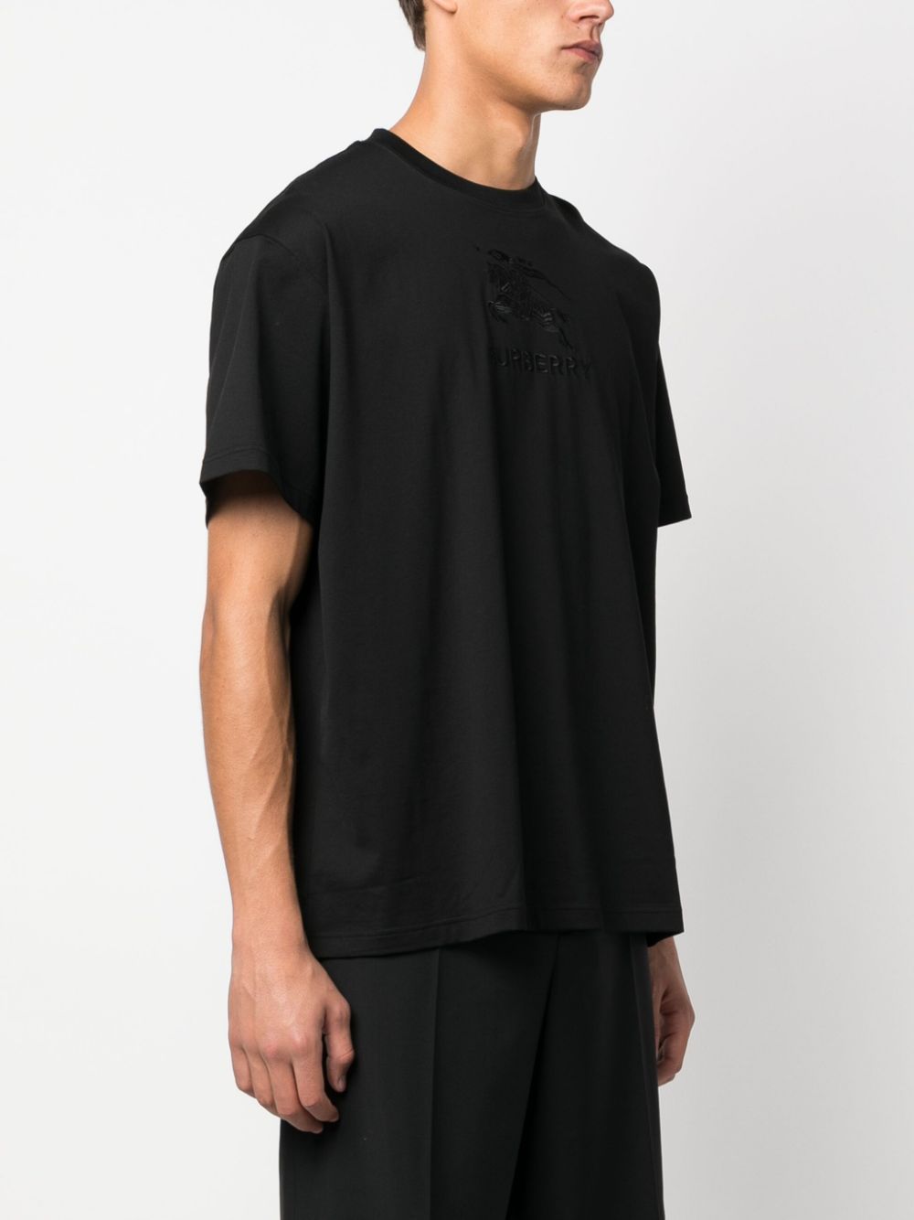 BURBERRY Men's Black Cotton Crew-Neck T-Shirt