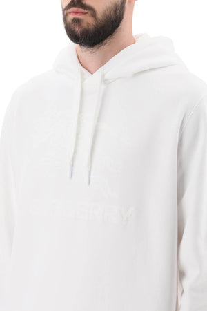 BURBERRY Men's White Cotton Terry Cloth Sweatshirt with Tonal EKD Logo