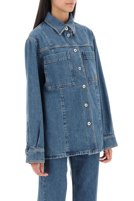 BURBERRY Stylish Overshirt for Women - Solid Denim with Vintage Wash - Oversized Fit