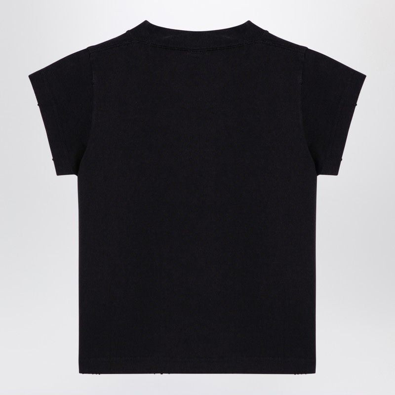 BALENCIAGA Cropped Washed Black T-Shirt