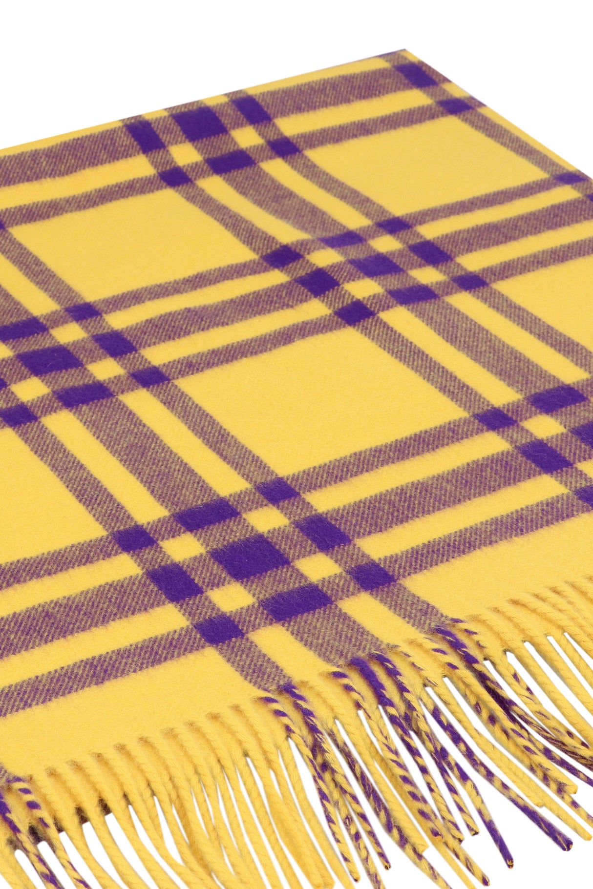 BURBERRY Luxurious Checkered Cashmere Scarf for Women in Yellow