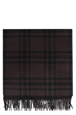 BURBERRY Luxurious Cashmere Scarf with Checkered Design and Fringed Hemline - 210x50 cm