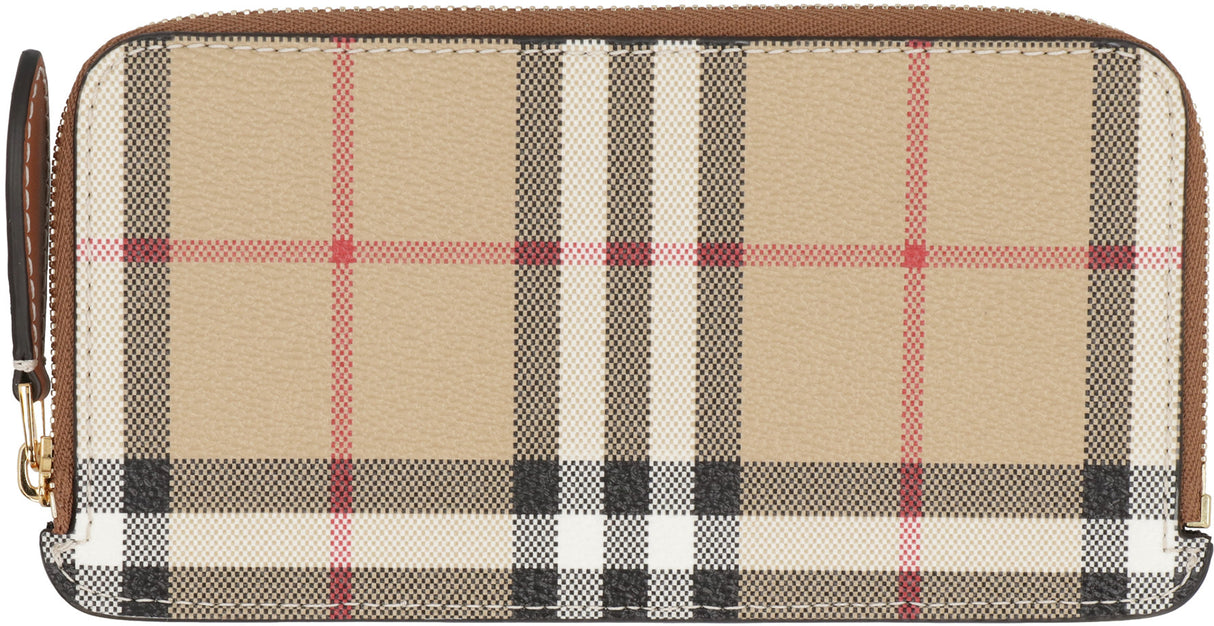 BURBERRY Checkered Pattern Card Holder in Beige