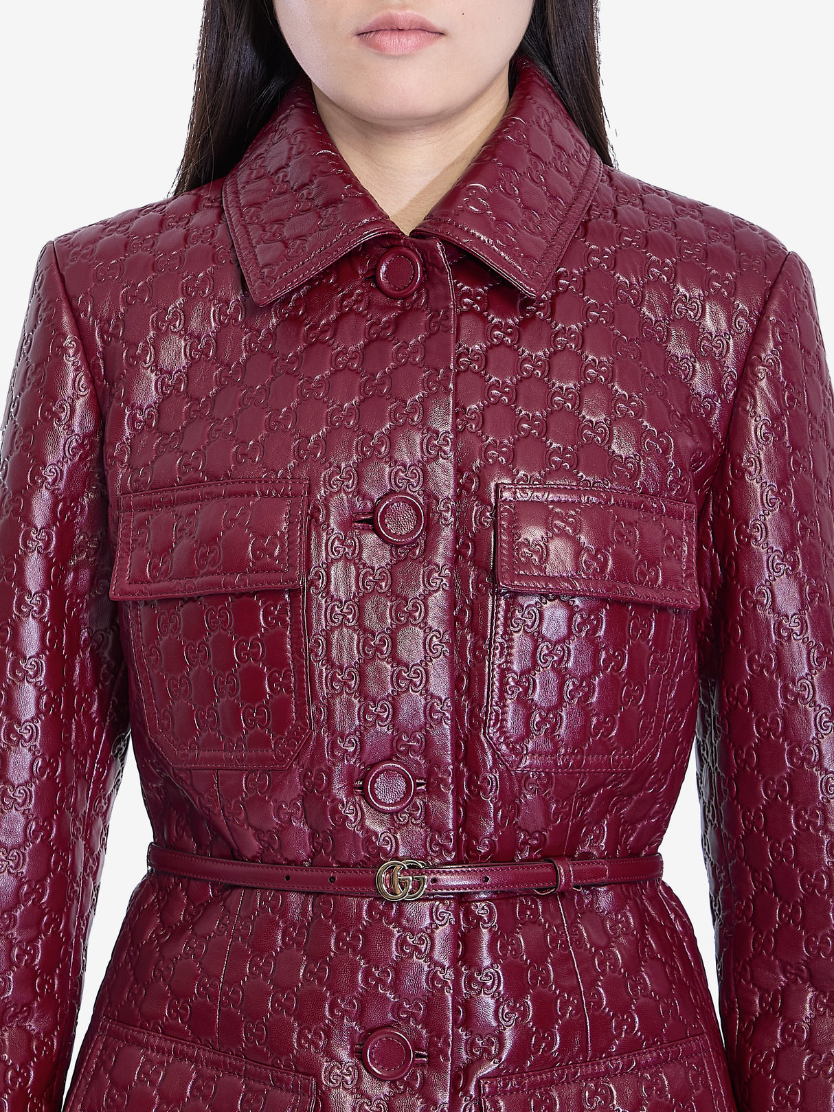 GUCCI Embroidered Leather Jacket with Detachable Belt - FW24