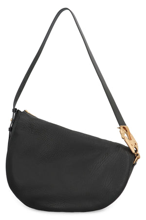 BURBERRY Classic Pebbled Calfskin Medium Handbag with Gold-Tone Hardware and Suede Lining - Black