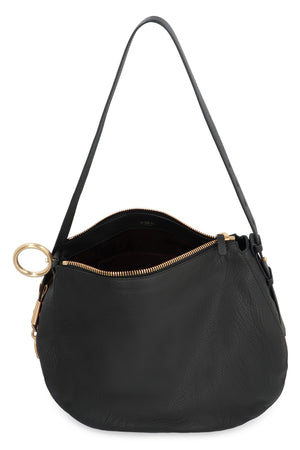 BURBERRY Classic Pebbled Calfskin Medium Handbag with Gold-Tone Hardware and Suede Lining - Black