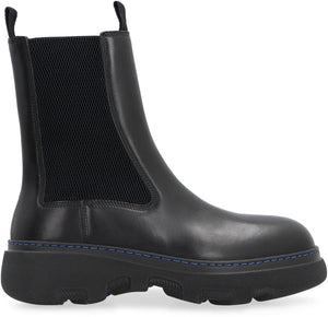 BURBERRY Black Leather Chelsea Boots for Women