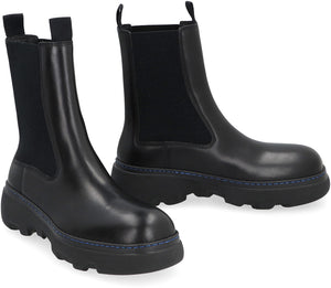 BURBERRY Black Leather Chelsea Boots for Women
