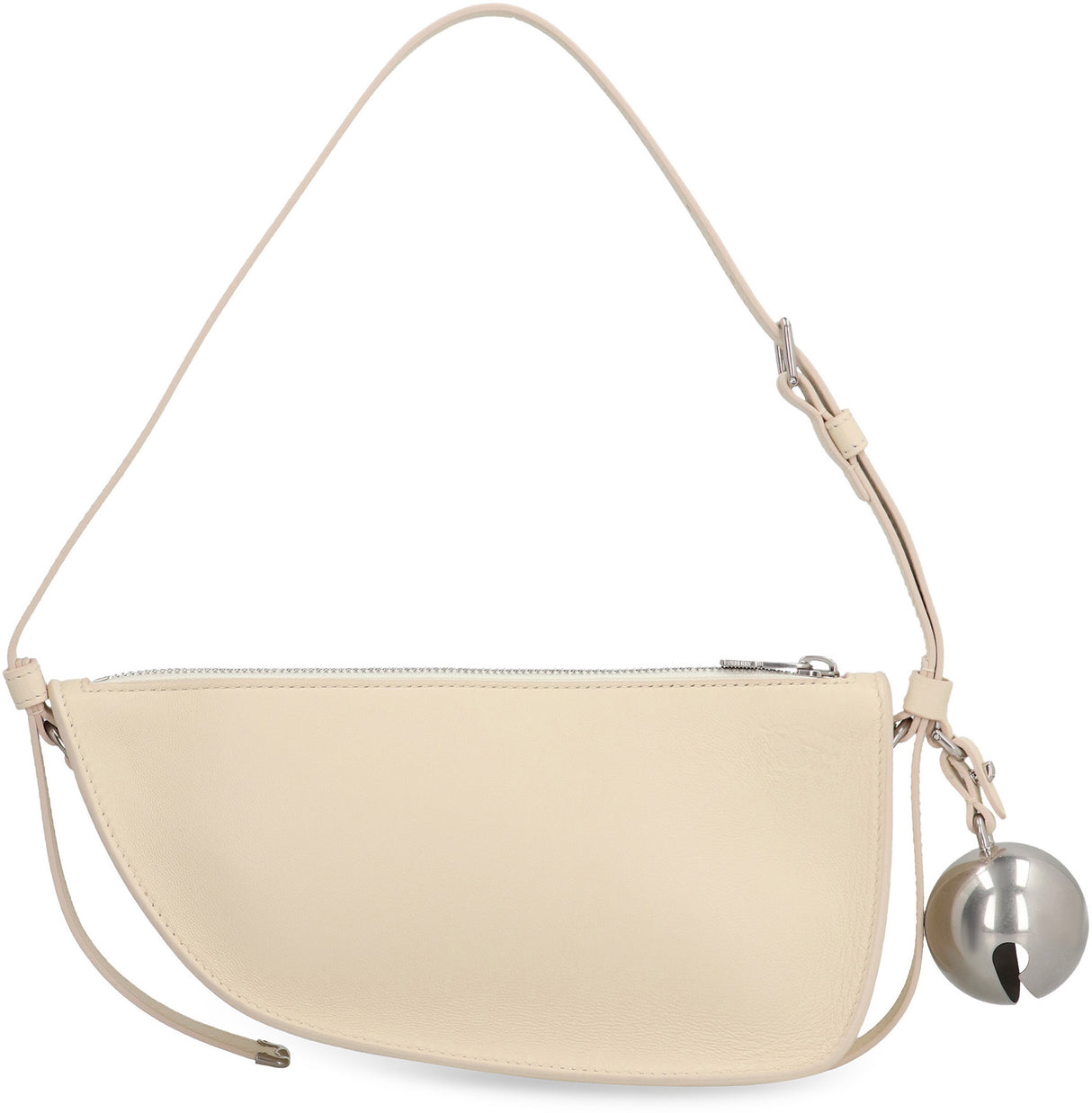 BURBERRY Mini Luxe Lamb Leather Shoulder Bag with Charm Detail in Panna - 24x12x5 cm