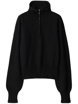 BURBERRY Men's Black Wool Half-Zip Jumper for FW23