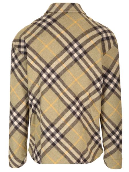 BURBERRY Green Wool Blend Overshirt for Men