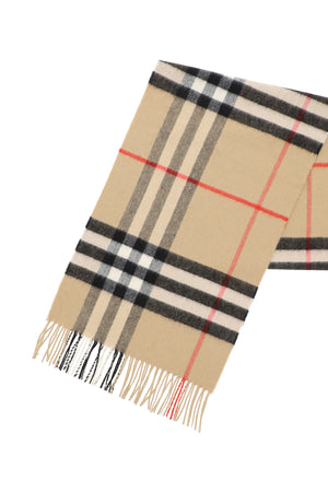 BURBERRY Luxurious Cashmere Scarf with Giant Check Motif and Fringed Hems