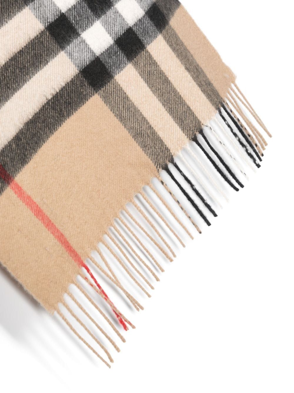 BURBERRY Luxurious Cashmere Scarf with Giant Check Motif and Fringed Hems