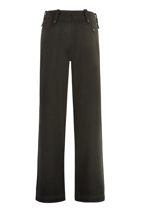BURBERRY FW23 Men's Brown Cotton Trousers with Press Fastener Pockets