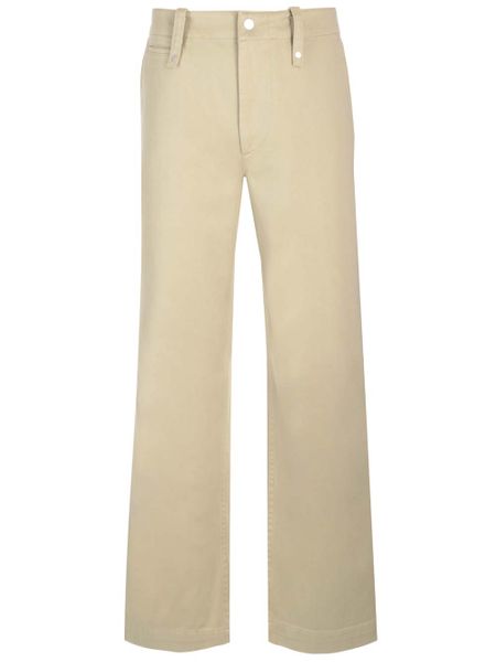 BURBERRY Relaxed Fit Green Cotton Satin Trousers for Men