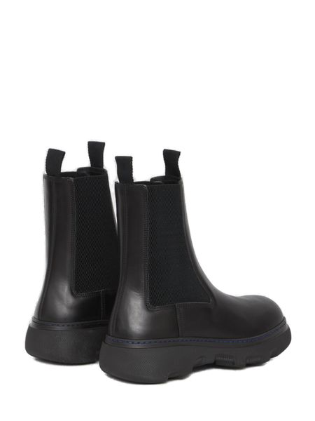 BURBERRY Elasticated Panel Leather Chelsea Boots