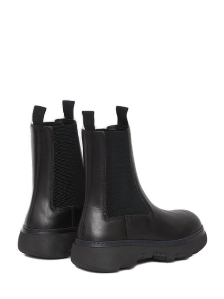 BURBERRY Elasticated-Panel Leather Chelsea Boots for Men in Black (Fall/Winter 2023)