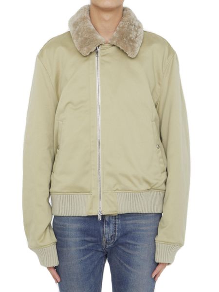 BURBERRY Beige Zipped Bomber Jacket for Men