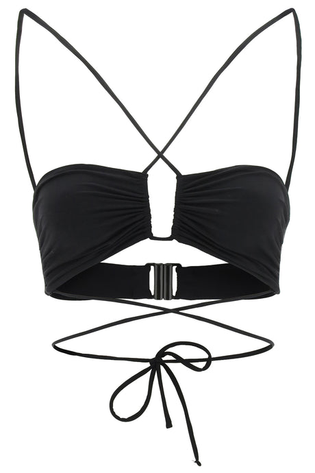 MAGDA BUTRYM Crisscross Bandeau Bikini Top in Black