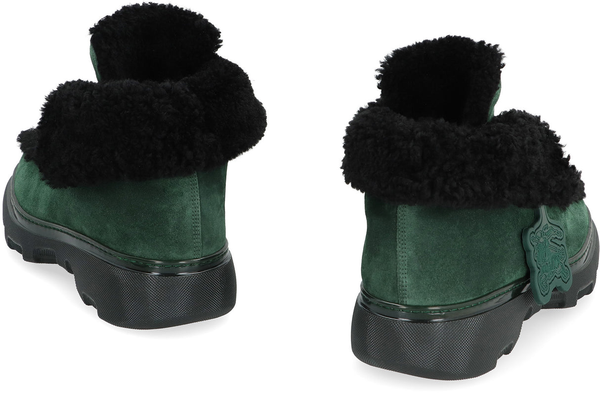 BURBERRY Green Shearling Ankle Boots for Men