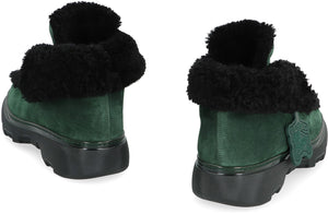 BURBERRY Green Shearling Ankle Boots for Men