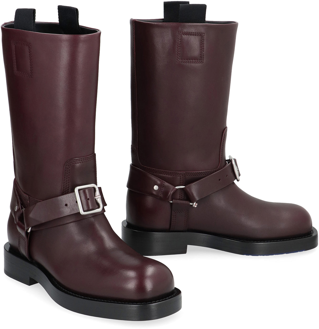 BURBERRY Burgundy Leather Women's Boots for FW23 Season