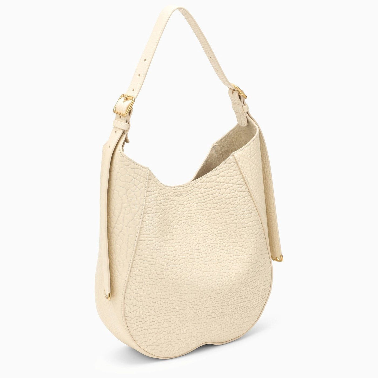 BURBERRY Pearl White Grain Leather Medium Chess Shoulder Bag for Women