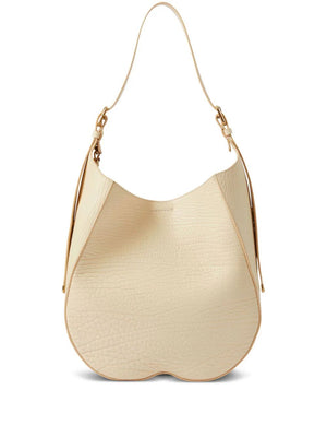 BURBERRY Pearl White Grain Leather Medium Chess Shoulder Bag for Women