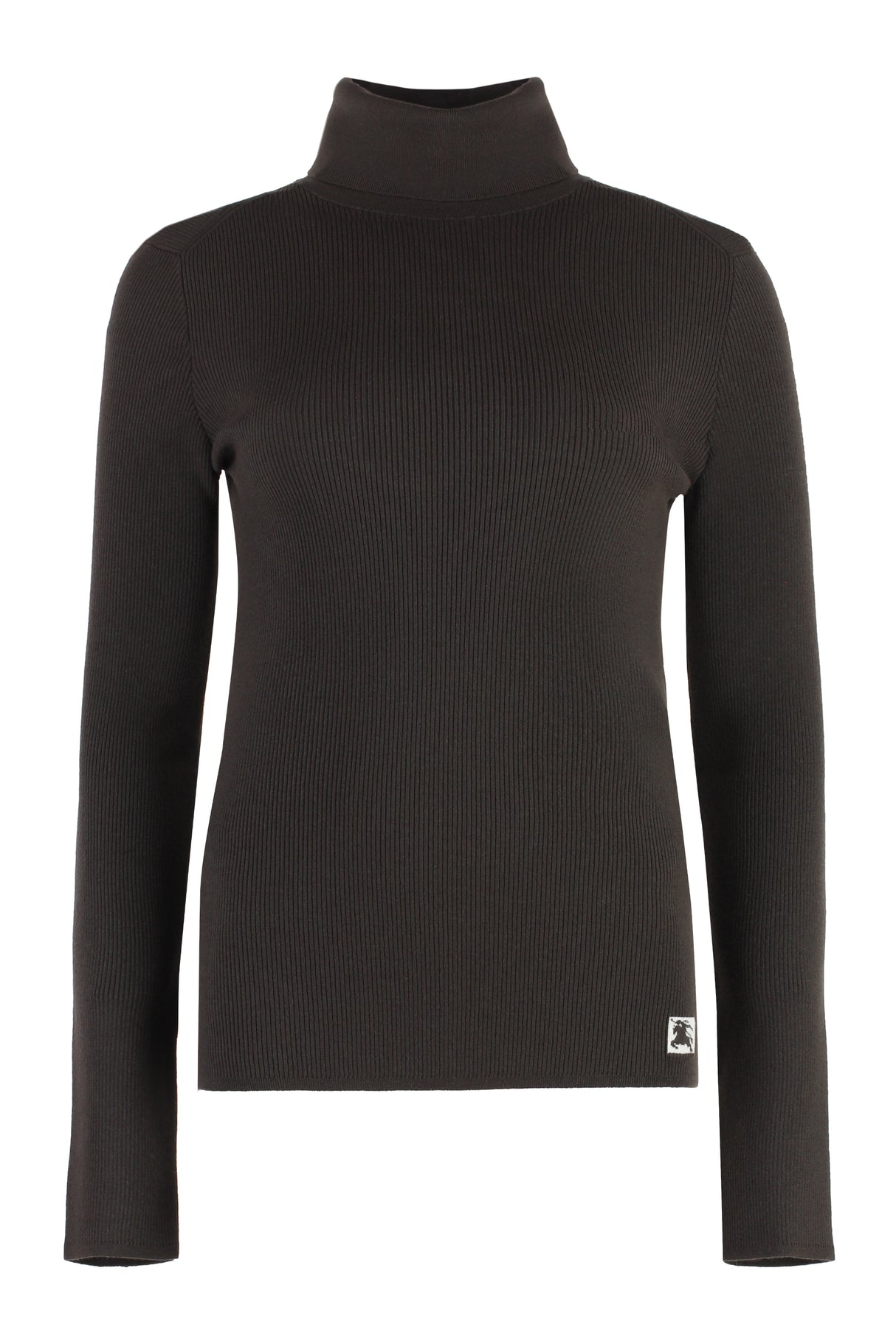 BURBERRY Slim Fit Wool Blend Brown Turtleneck Sweater for Women