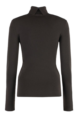 BURBERRY Slim Fit Wool Blend Brown Turtleneck Sweater for Women