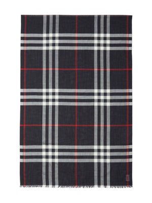 BURBERRY Luxurious Navy Check Scarf for Men - FW24