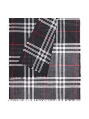 BURBERRY Luxurious Navy Check Scarf for Men - FW24