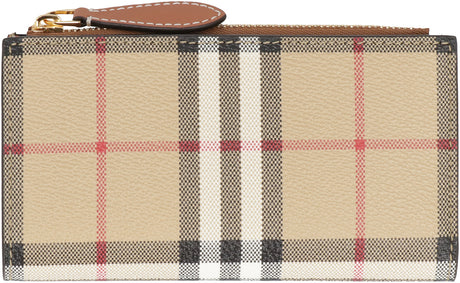 BURBERRY Beige Check Print Wallet for Women