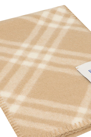 BURBERRY Beige Check Wool Scarf for Men - FW23 Collection