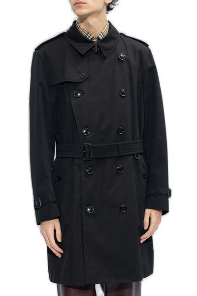 BURBERRY Men's Black Cotton Trench Jacket for Fall/Winter 2024