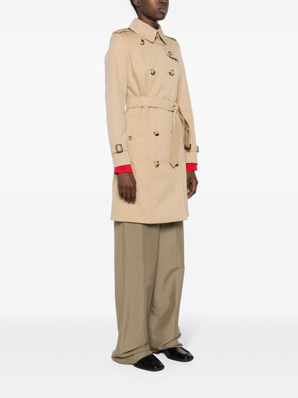 Áo Khoác Trench Coat Cotton Màu Be Trung