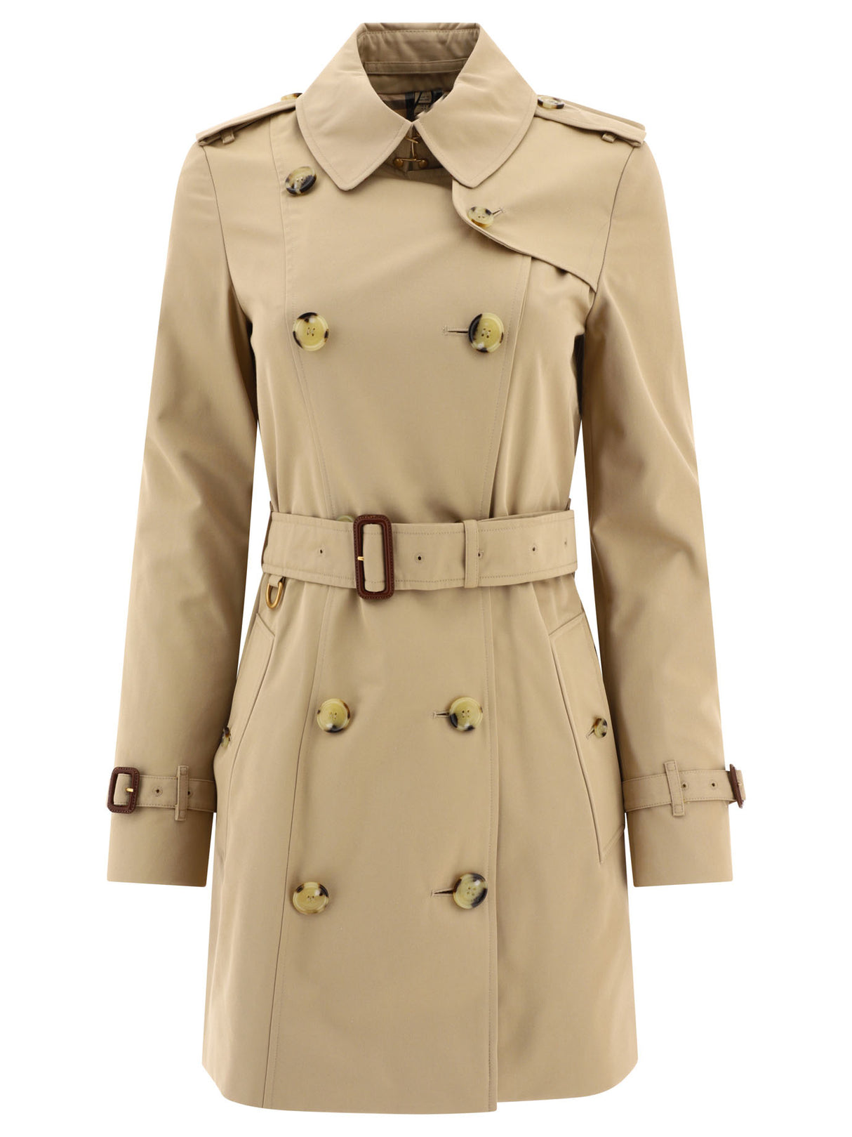 BURBERRY Beige Trenchcoat for Women - Regular Fit, Double-Breasted, Belted with Side Pockets