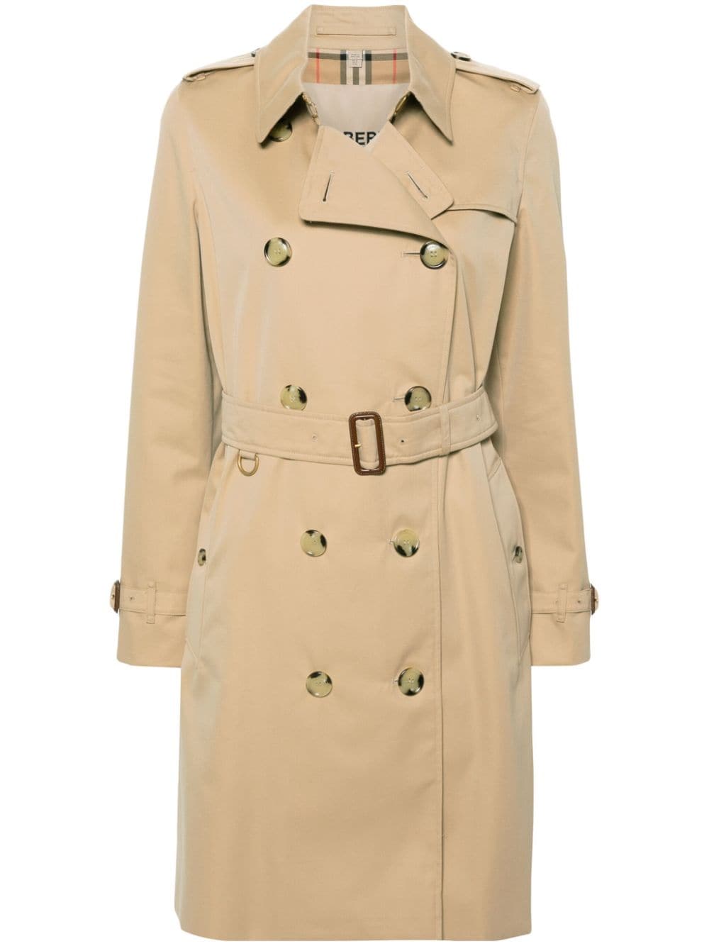 BURBERRY Classic Beige Gabardine Kensington Coat