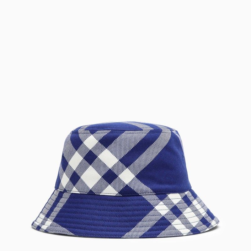 BURBERRY Navy Check Bucket Hat for Men