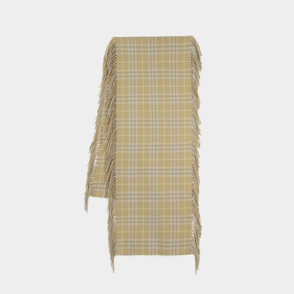 BURBERRY Luxurious Tan Cashmere Scarf for All Seasons