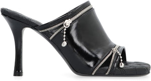 BURBERRY Black Leather Peep Sandals for Women