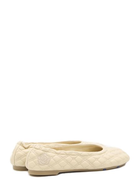 BURBERRY Women's Luxury Quilted Ballet Flats in Beige Leather with Signature Equestrian Motif