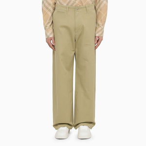 BURBERRY Men's Straight Green Cotton Trousers for Summer