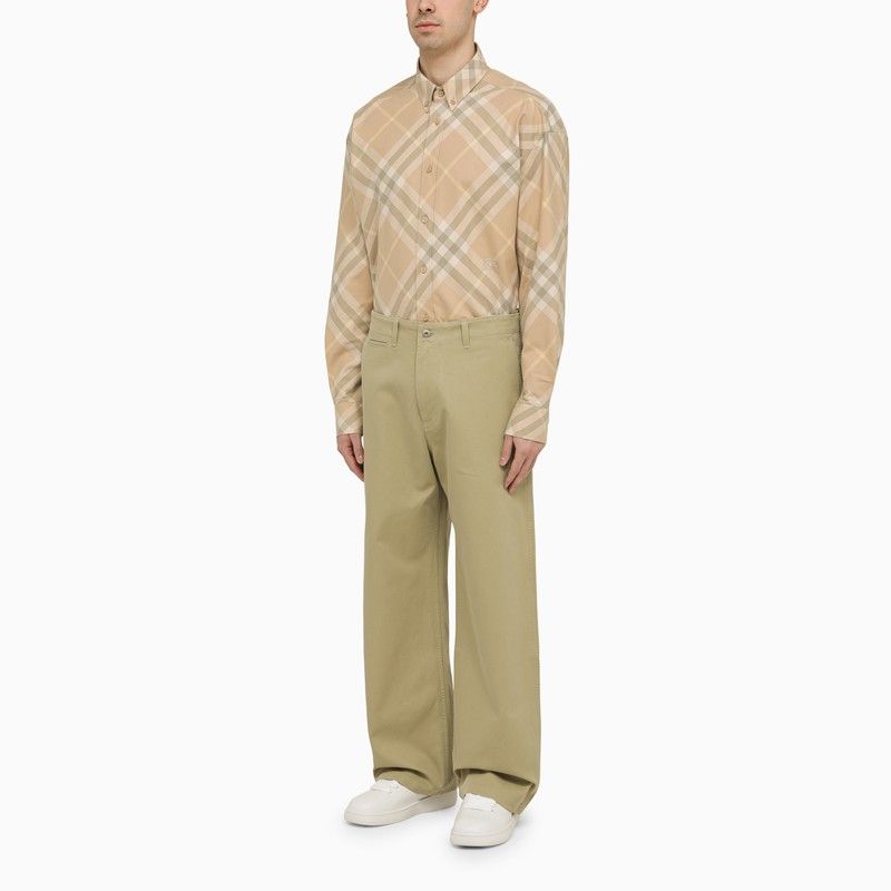 BURBERRY Men's Straight Green Cotton Trousers for Summer