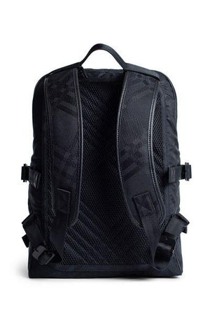 BURBERRY Black Check Motif Backpack for Men with Leather Trims