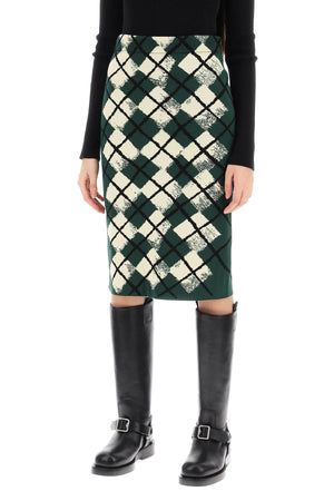 BURBERRY Elegant Green Diamond Jacquard Skirt for Women