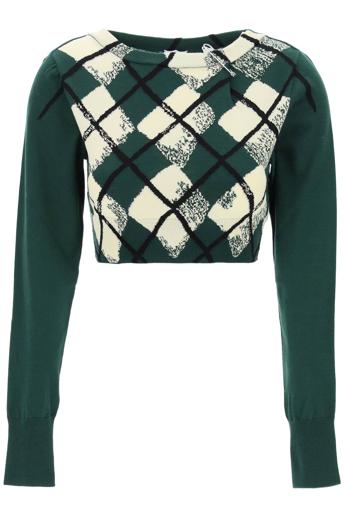 BURBERRY Custom Argyle Knit Pullover - Green