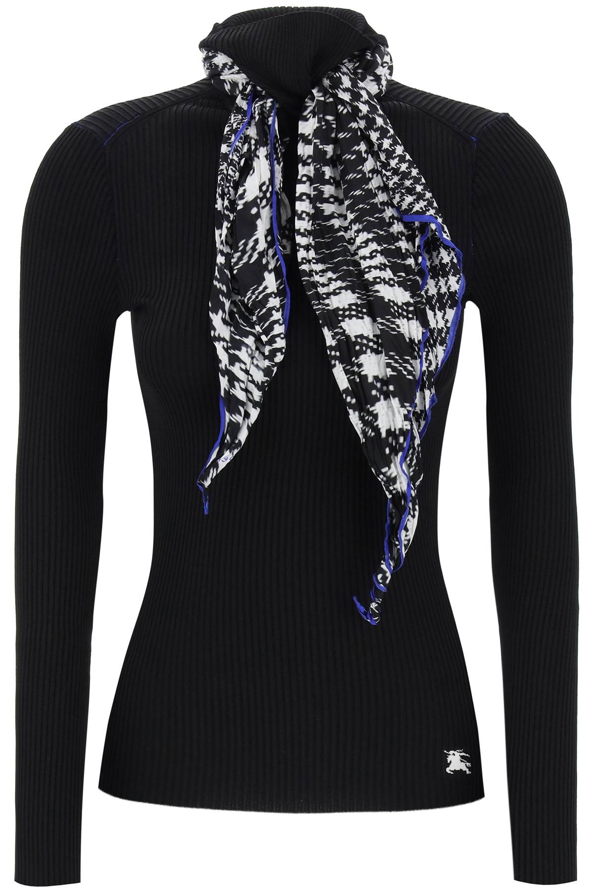 BURBERRY Elegant Black Knit Top with Integrated Foulard Style for Women