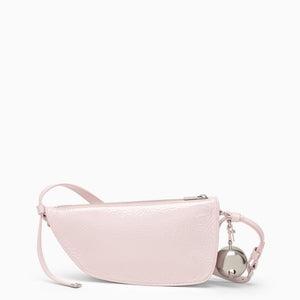 BURBERRY Pink Lambskin Leather Shield Crossbody Handbag with Charm and Silver-Tone Accents, Small