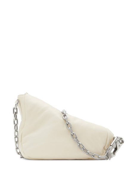 BURBERRY Mini White Leather Handbag with Silver Chain Strap